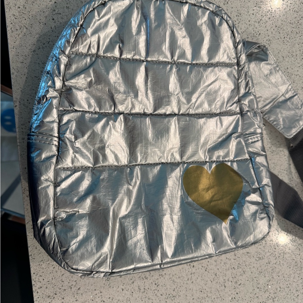 Love bag Silver sling bag with Gold Heart